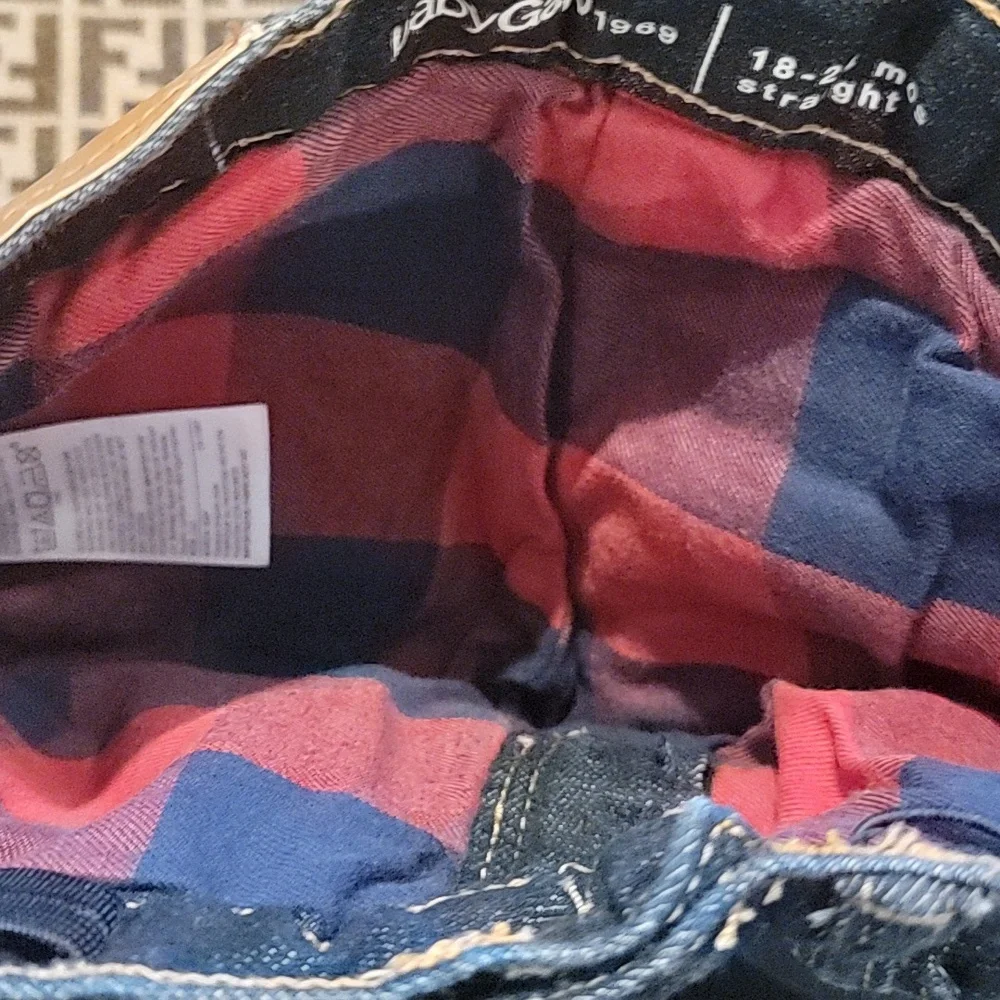 Gap Jeans Buffalo Plaid Flannel Lined Toddler Size 18- 24 months blue jeans pant